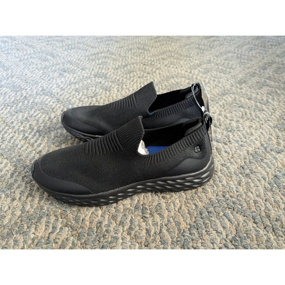 Shoes for Crews 22148 Mens 7.5 Black Slip On Knit Work Sneakers Easy Clean New